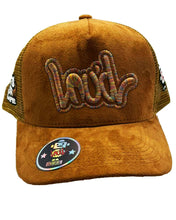 Load image into Gallery viewer, BROWN SUDED MULTICOLOR TRUCKER
